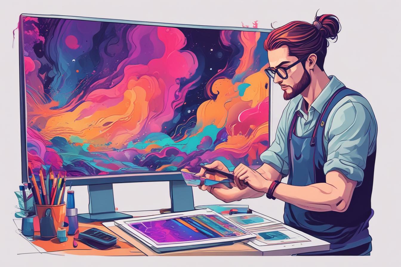 artist creating a digital artwork as an NFT