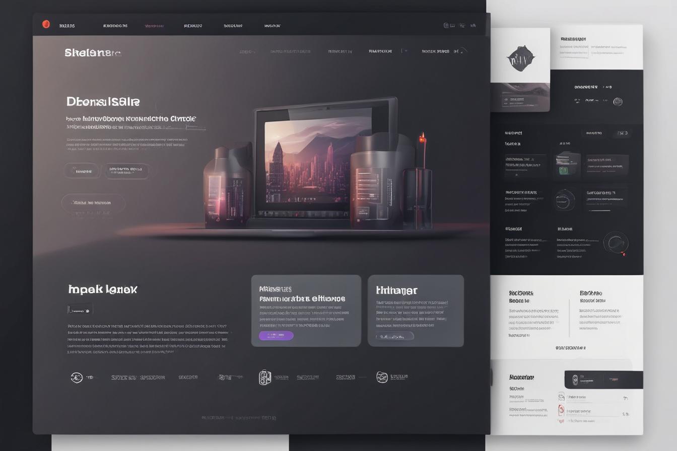 a close-up of a sleek and stylish dark mode website interface