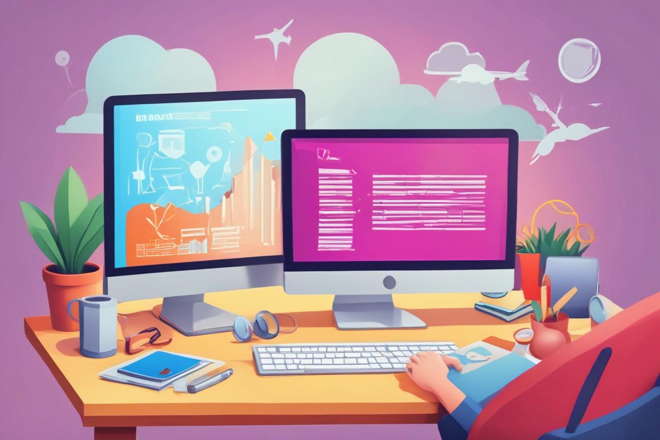 personne utilisant un ordinateur pour générer du contenu optimisé SEO avec ContentScale et en économisant du temps et de l'argent