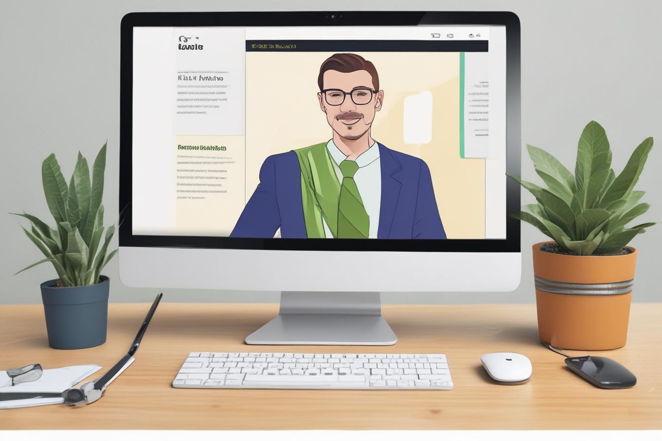 image d'un avocat consultant les mentions légales d'un site web sur son ordinateur portable