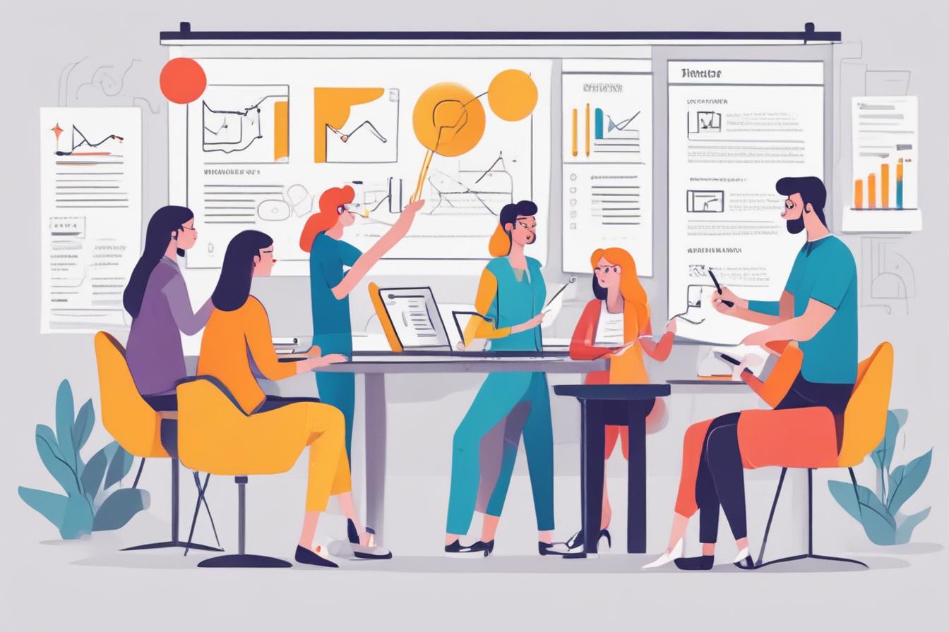 professional team discussing the brand style guide and content strategy