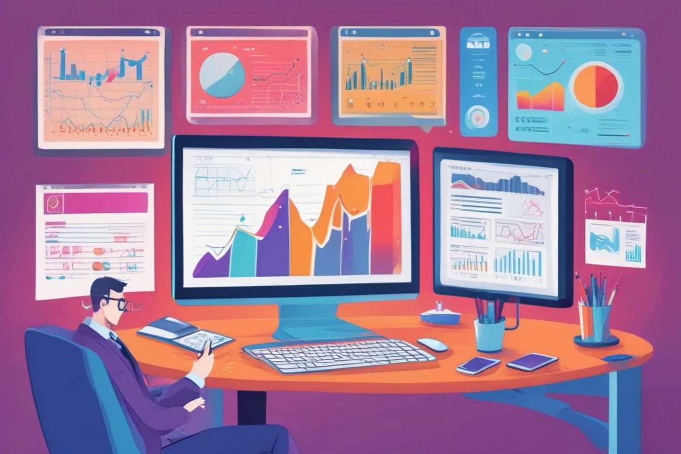 data analyst reviewing website analytics and SEO metrics
