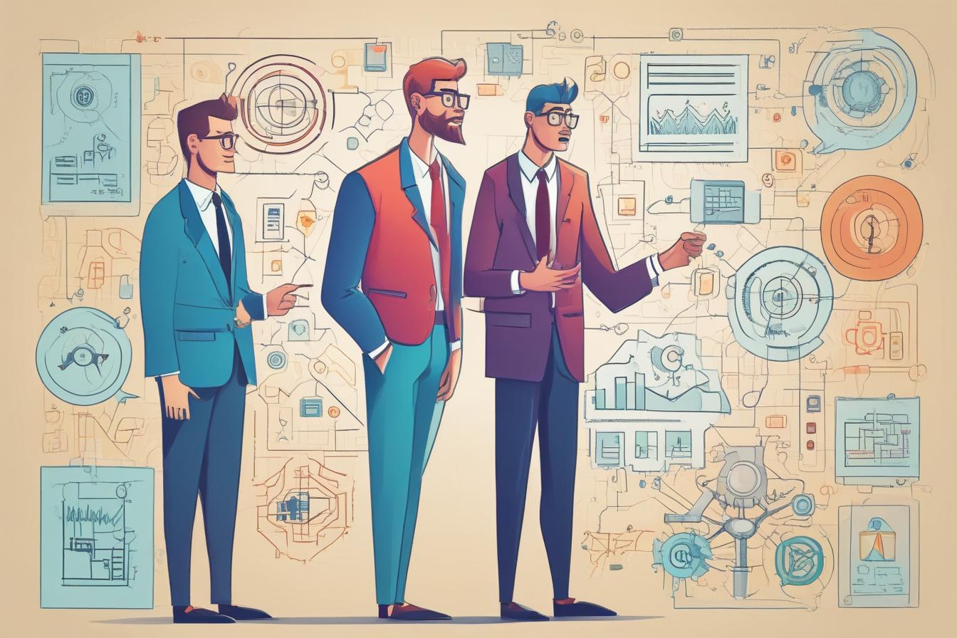 business professional discussing link building strategy and techniques